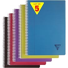 Clairefontaine 329146C Linicolor Wire Bound Notebooks, A4, Lined & Margin, 90 Sheets, 90g - Assorted Colours, Pack of 5