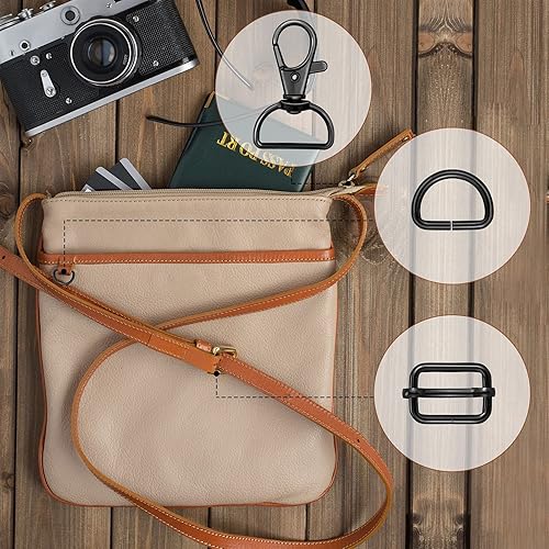 Vista 6 de Hotop 56 anillos en D para bolsa, bolsa, accesorios para hacer bolsas, hebillas y manualidades (negro, 0.98 pulgadas)