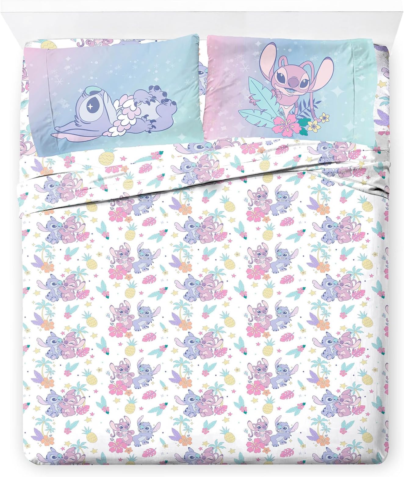 Amazon.com: Jay Franco Disney Lilo & Stitch Floral Fun Full Sheet Set ...
