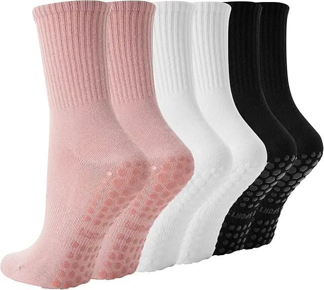 Pilates Socken Damen 3 Paar Baumwolle Antirutsch Yoga Socken Größe 36-40