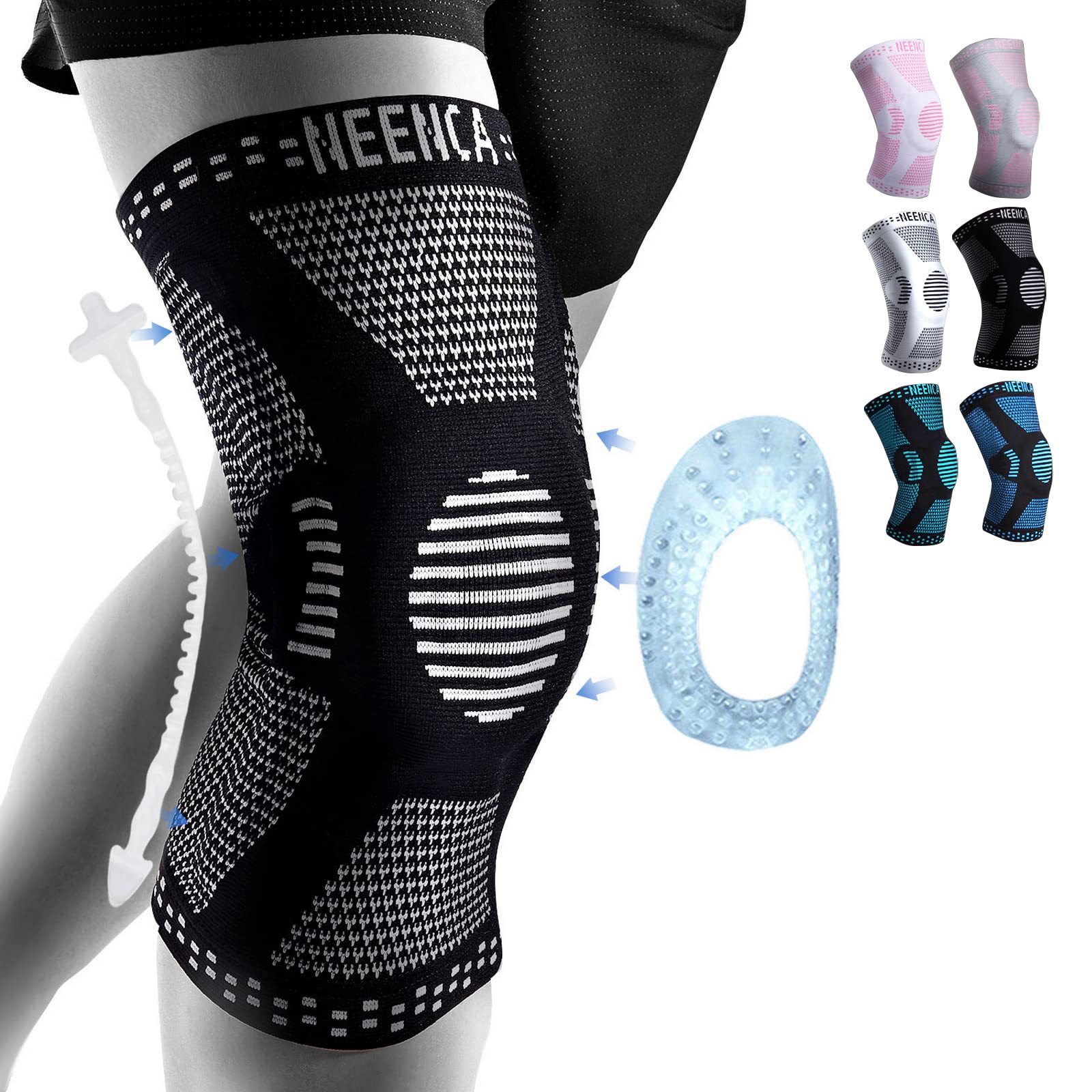 NEENCA Professional Knee Brace, Compression Knee Sleeve with Patella Gel Pad & Side Stabilizers, Knee Support Bandage for Pain Relief, Medical Knee Pad for Running, Workout, Arthritis, Joint Recovery