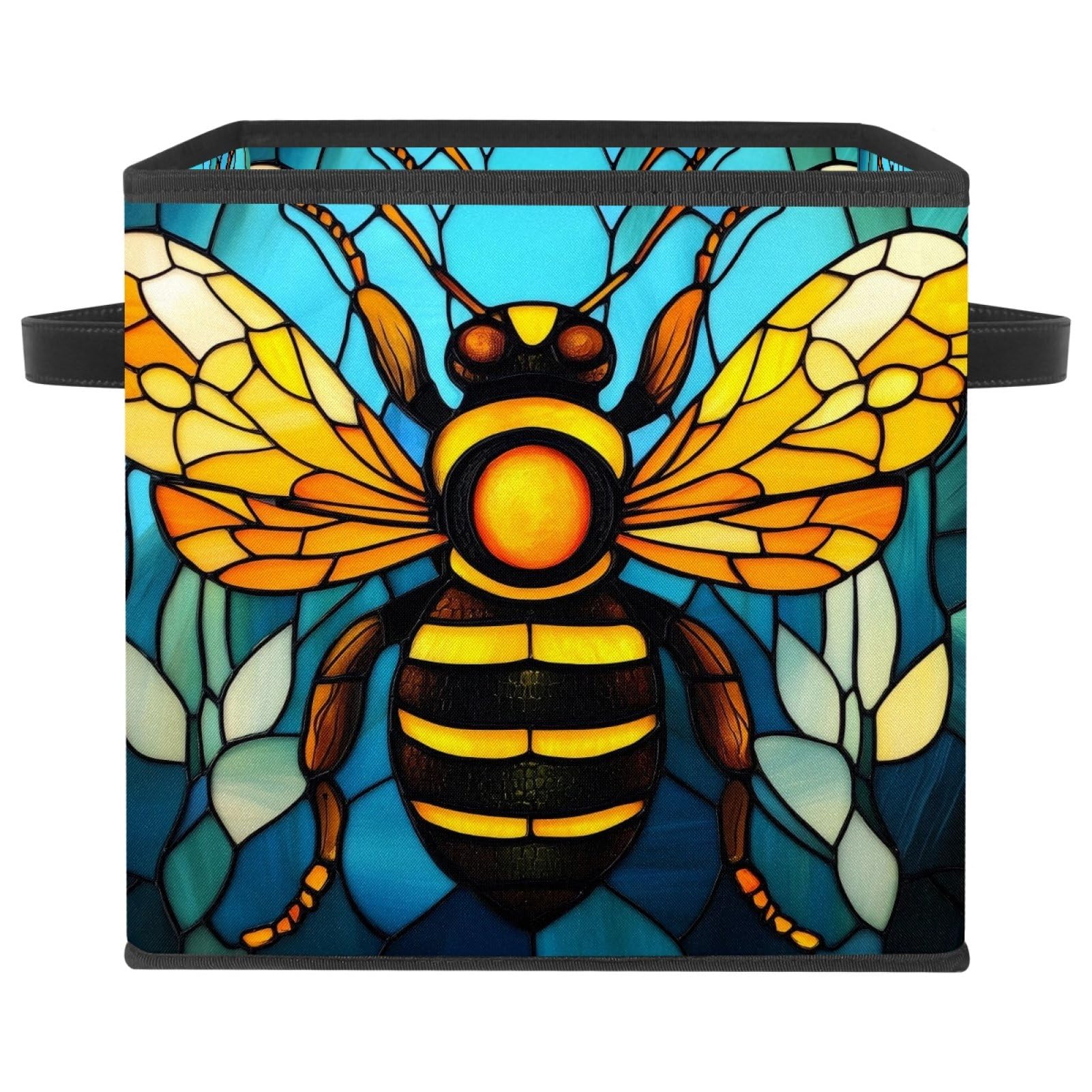 Boîte de rangement abeille verte, panier pliable et grand bac cube de placard pour vêtements