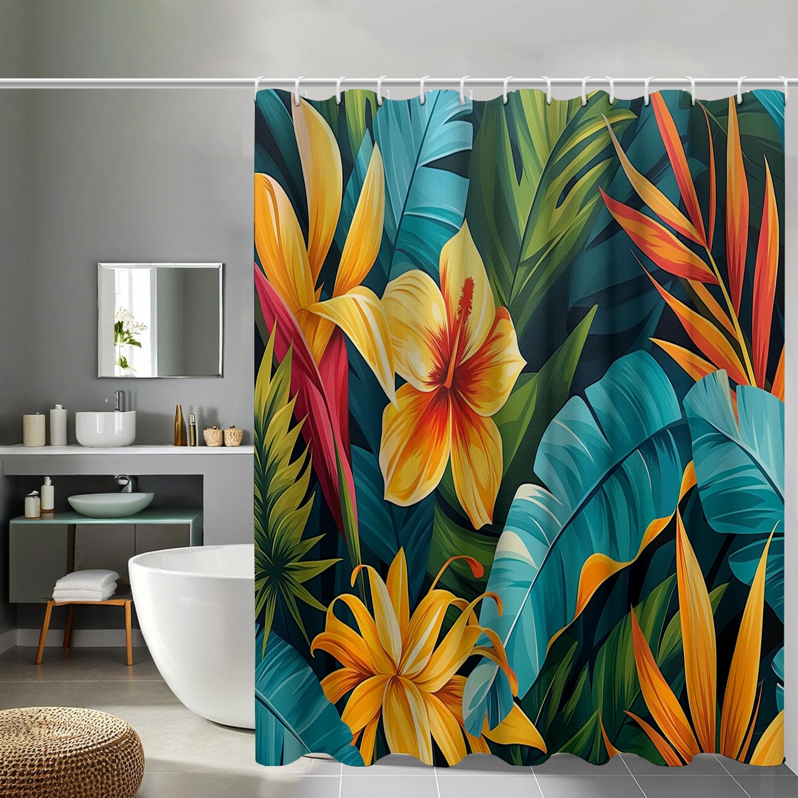 Rideau de douche tropical jungle pour transformer votre salle de bain