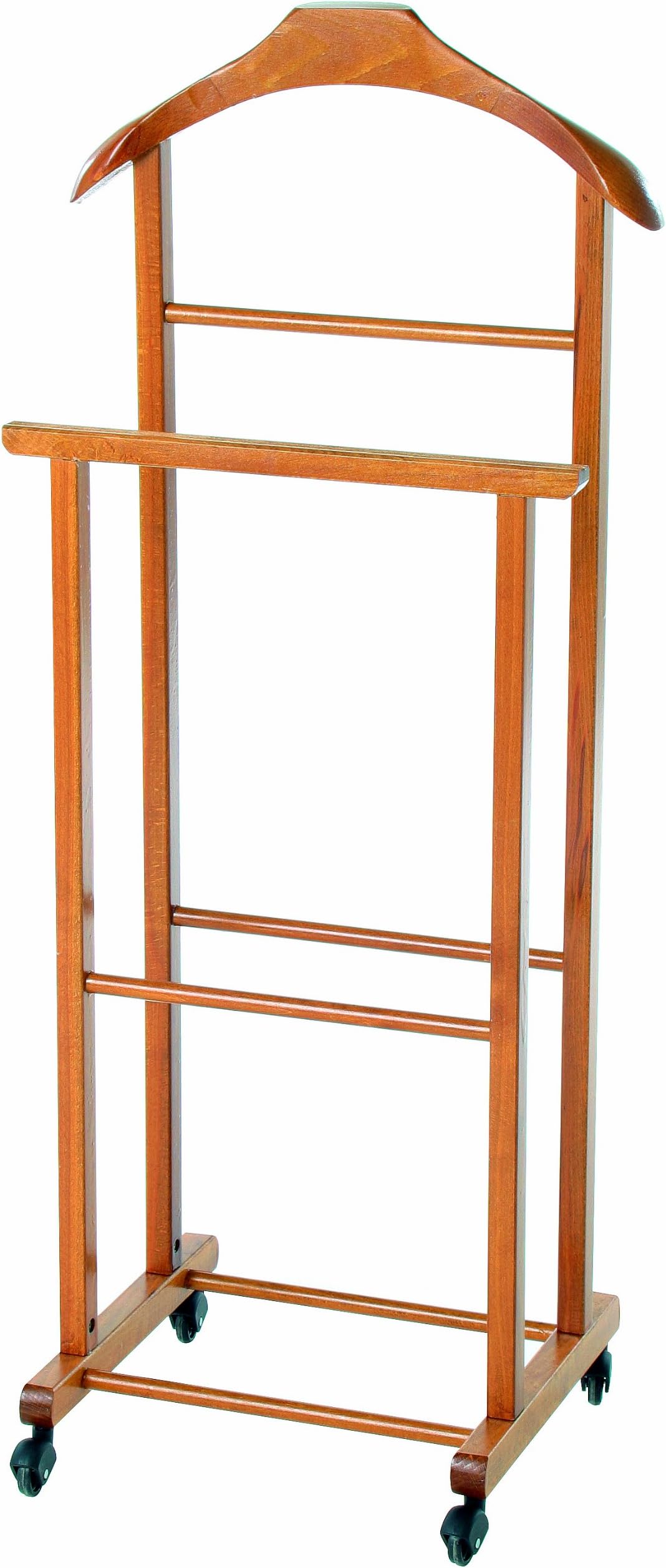Valsecchi Double Valet with Wheels, Wood, Walnut, One Size