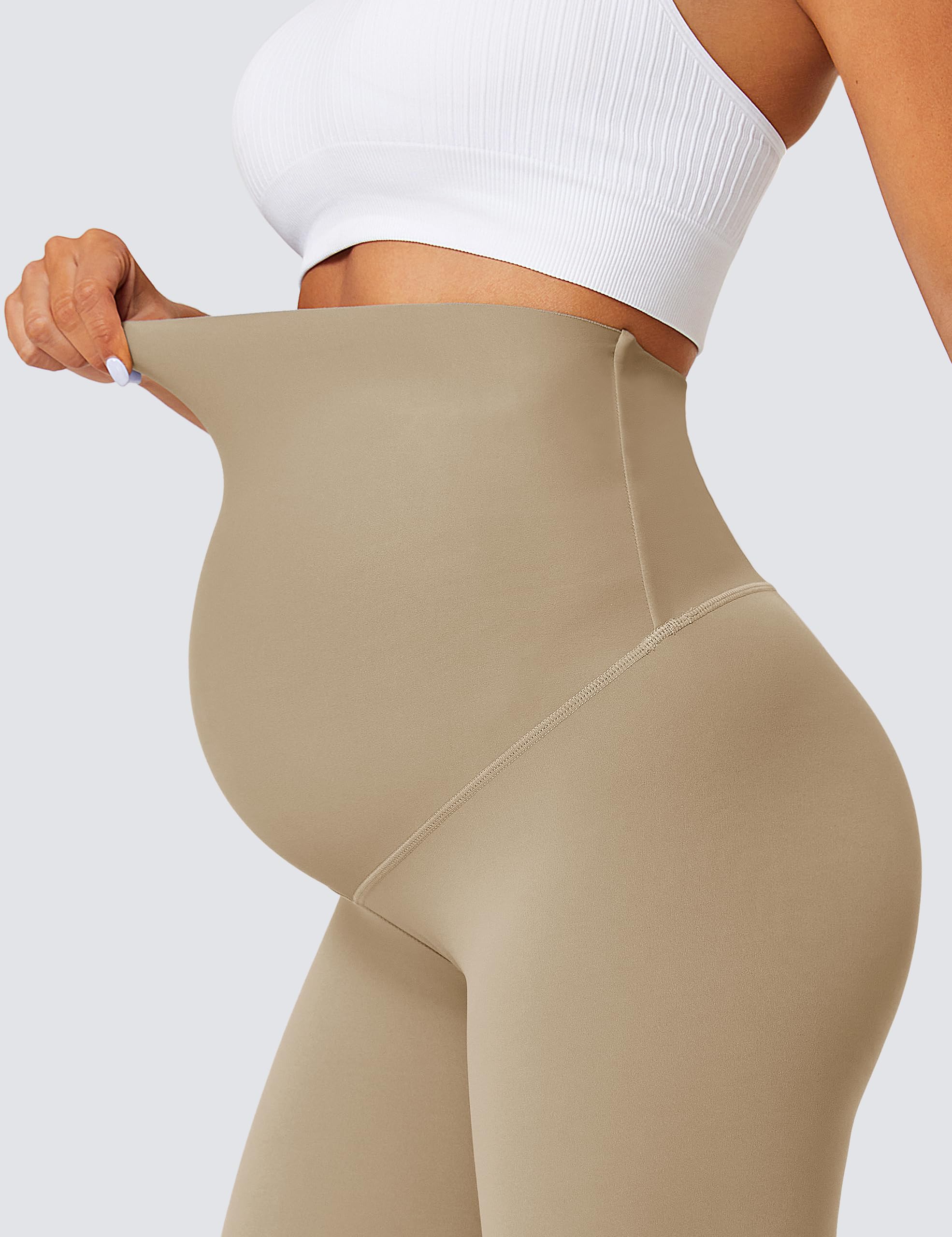 BAYDI Nudi Legging de grossesse pour femme avec poches, opaque, long, taille haute, doux et élastique