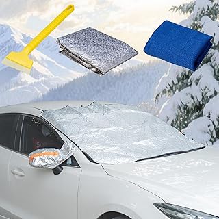 Capa para para-brisas do carro, ultra grossa e para toda a estação, 9 ímanes para para-brisas do carro, para proteção contra radiação, sol, neve, gelo, 190 cm x 148 cm x 116 cm (laranja)