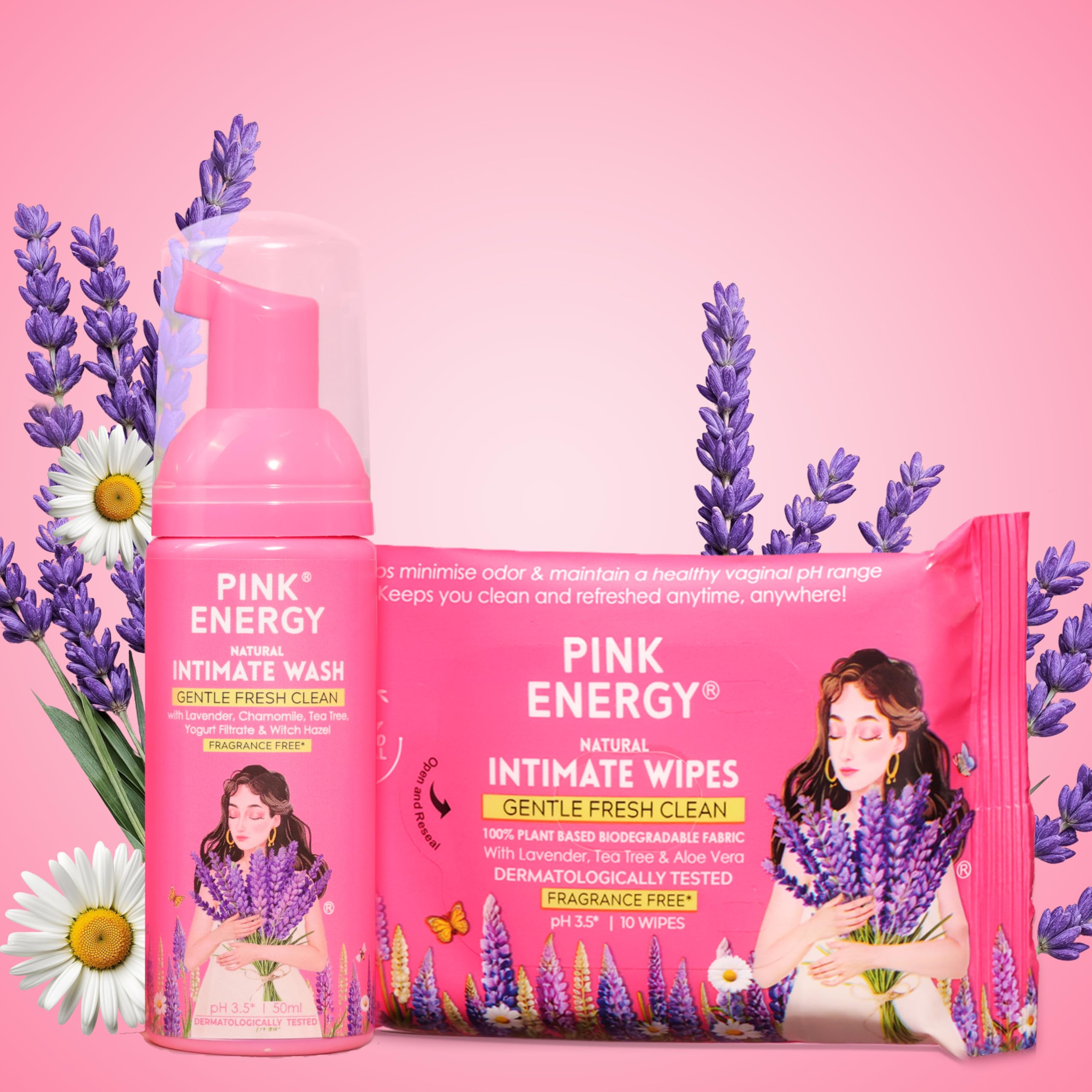 Pink Cherry Lavender Freshness Duo Intimate Care Kit | Natural Intimate Wipes & Lavender Wash 50ML | Gentle Cleanse & On-the-Go Freshness-image-34