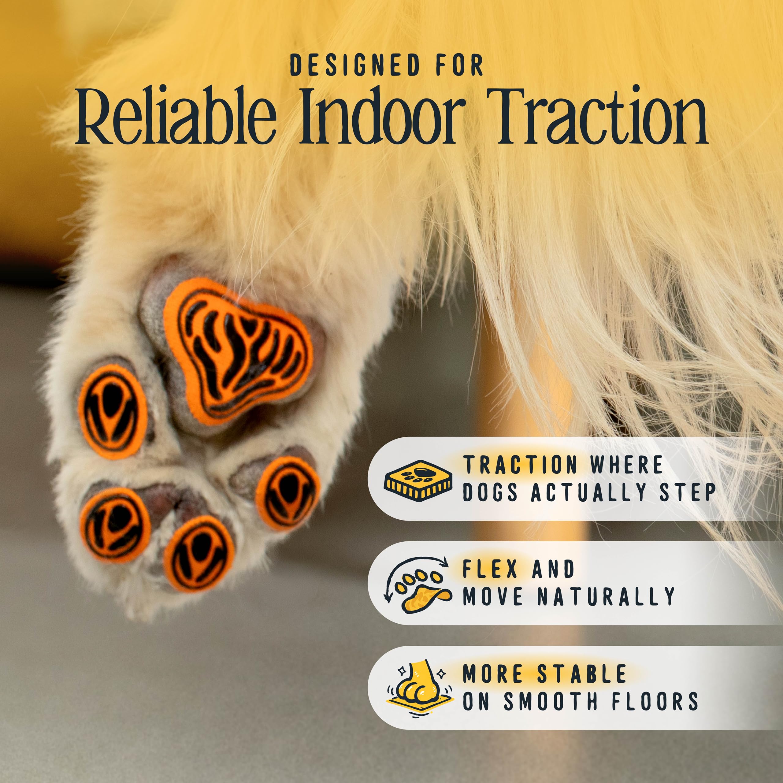 DOK TigerToes Premium Paw Grips for Senior Dogs, 40ct of Pre-Cut Anti Slip Dog Paw Pads for Hardwood Floors, Provides Traction for Slipping (40 Total Grips, Size Large) — view 4