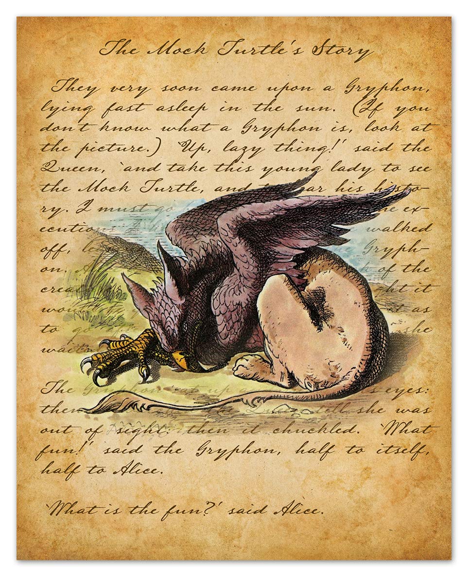 Alice in Wonderland Prints - 8x10 Unframed Wall Art Print Poster - Perfect Alice in Wonderland Gifts and Decorations (The Gryphon)