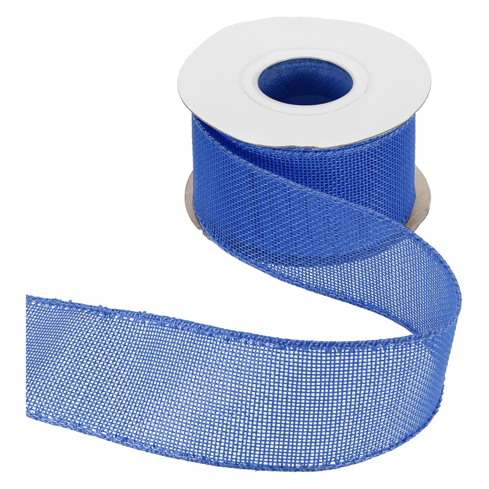 sourcing map Burlap Wired Ribbon 2" x 10 Yards Wired Edge Ribbon Cross Linen Woven Strap for Big Bow Wreath Holiday Parties Home and Outdoor Decoration, Deep Blue