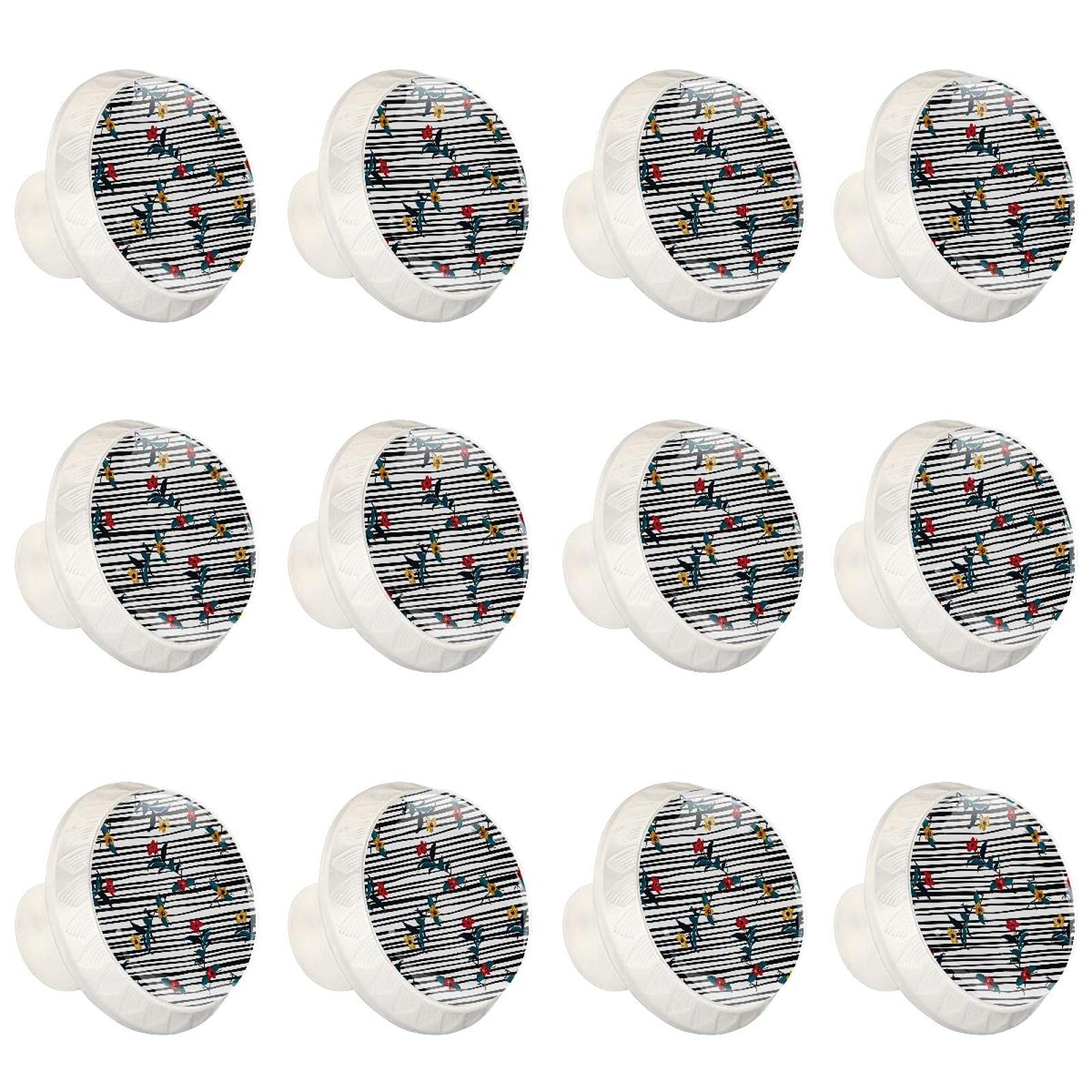 Poignées en verre cristal motif paisley floral lot de 12 boutons pour meuble de salle de bain
