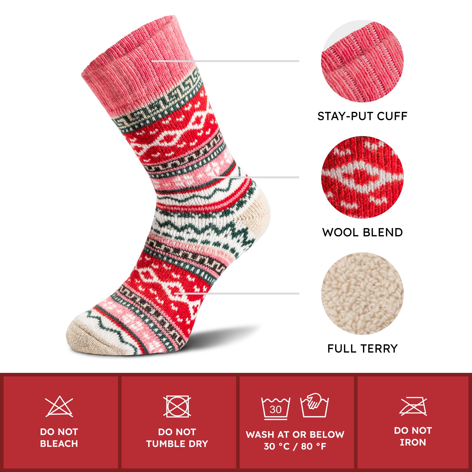 NORDIC Socks 5 Pary, Skarpety z Wełny Merynosów dla Mężczyzn & Kobiet, Zimowe Skarpety, Ciepłe Skarpety