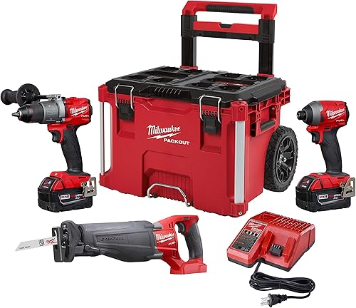 Milwaukee 2997-23SPO M18 FUEL Kit combinado inalámbrico sin escobillas de iones de litio de 18 voltios (3 herramientas) con dos baterías de 5.0 Ah y