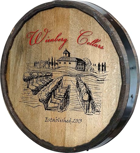 Vista 99 de THOUSAND OAKS BARREL CO. Personaliza el letrero de un cuarto de barril con cócteles de gato negro, barril de vino hecho de madera de roble de alta