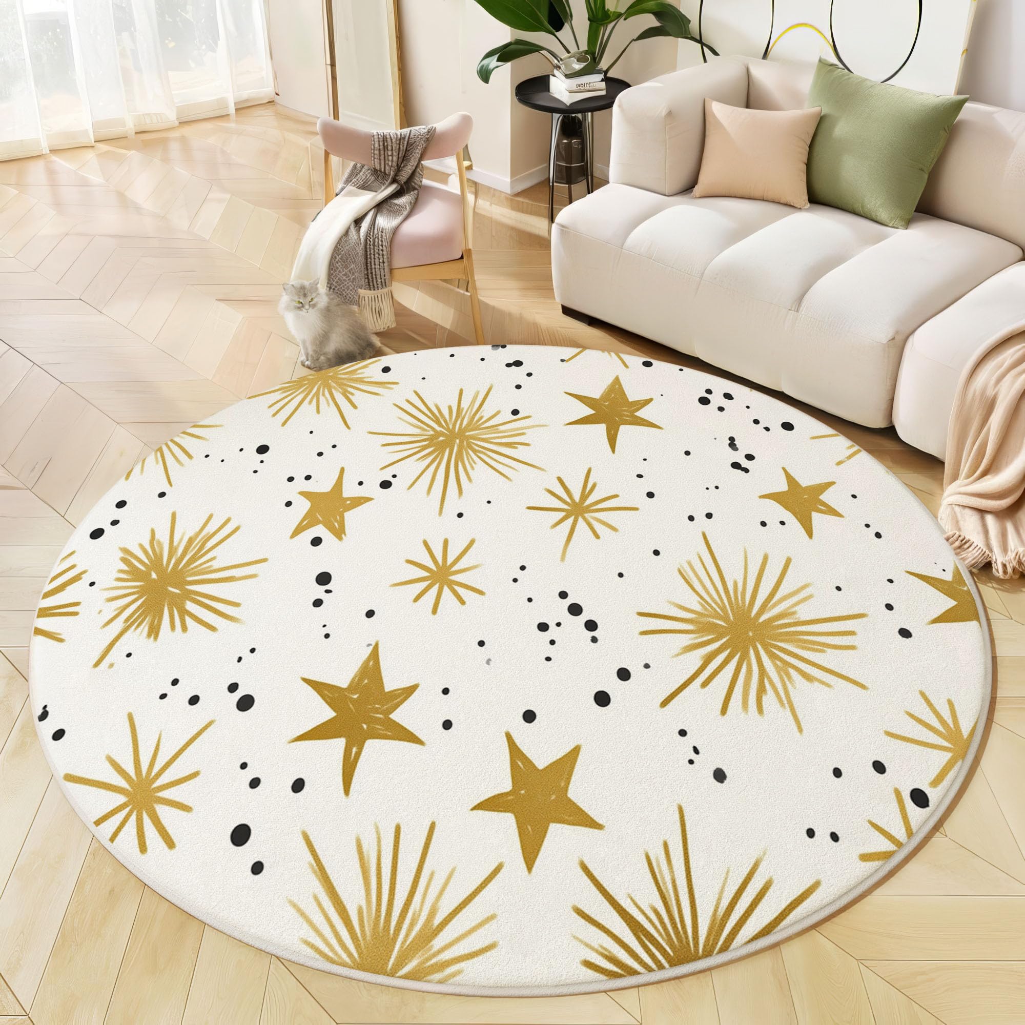 Tapis rond salon avec étoiles peintes à la main - Créez un coin lecture cosy dans la chambre