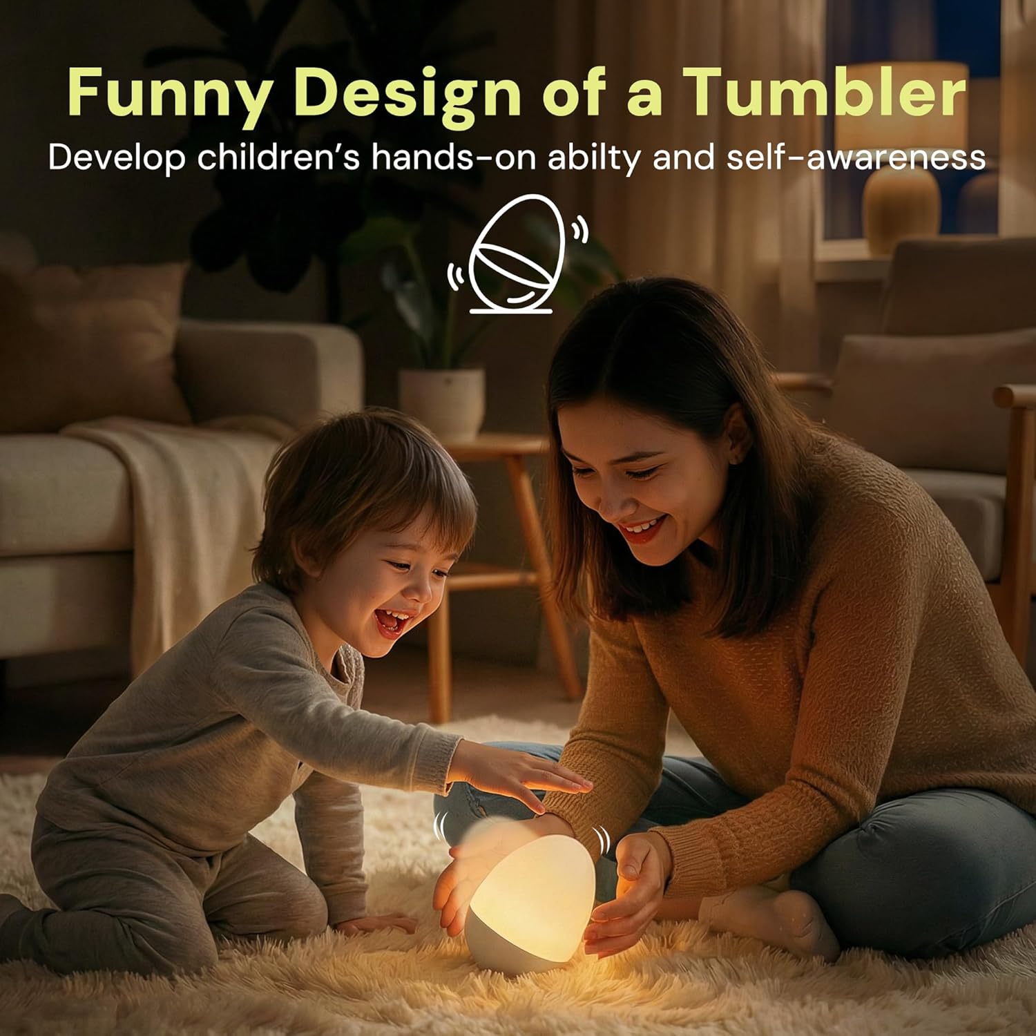 L LOHAS LED Egg Night Light for Kids, Baby Night Light with 7 Colors Changing,Stepless Dimming Brightness, BPA Free, Rechargeable & Touch Control, Nursery Night Lamp for Breastfeeding