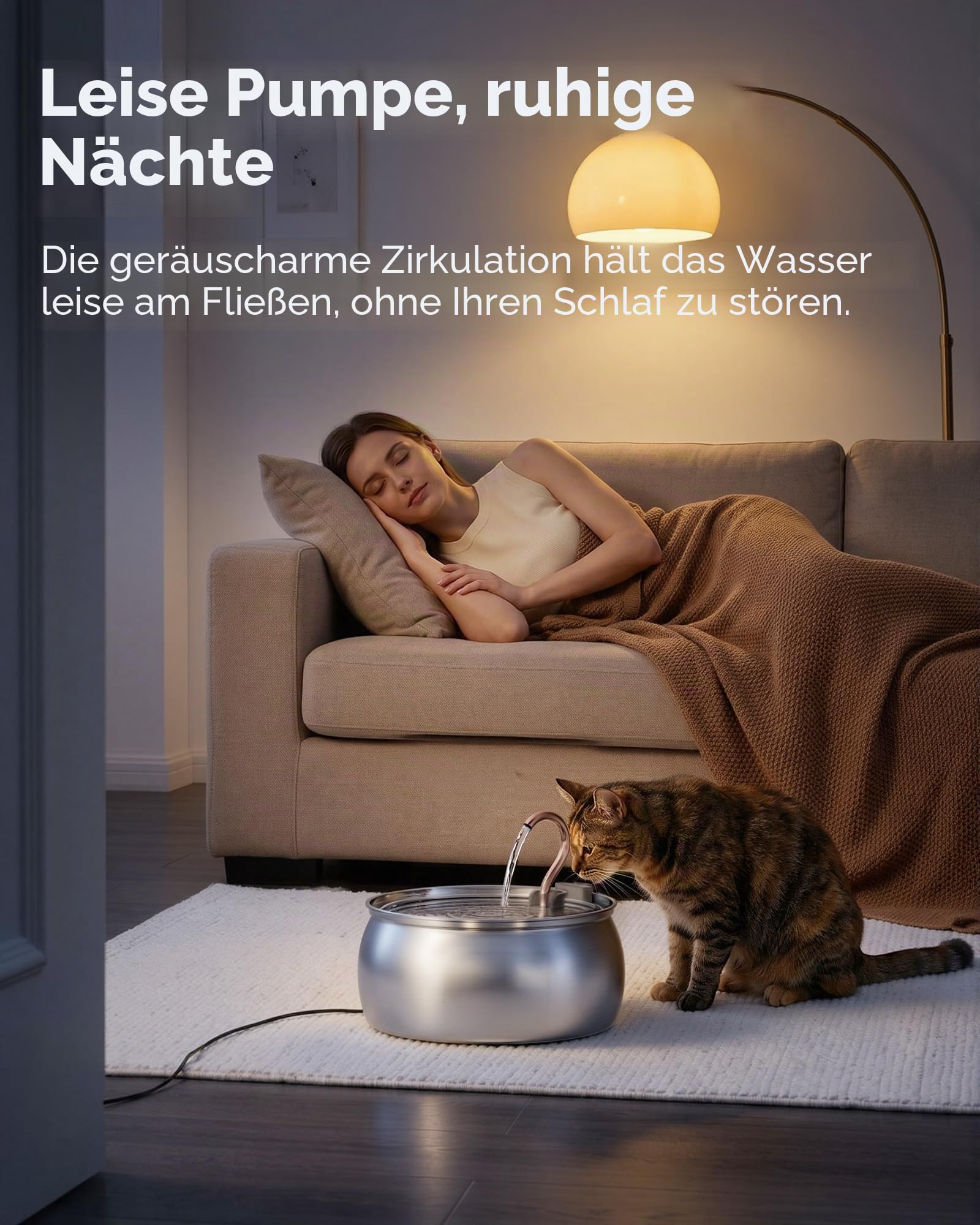 Tomxcute Katzenwasserbrunnen, 4,0 l, automatischer Edelstahl-Haustierbrunnen, Hundewasserspender, Ultra-leise Pumpe und 3 Ersatzfilter & für Katzen, Hunde, mehrere Haustiere…