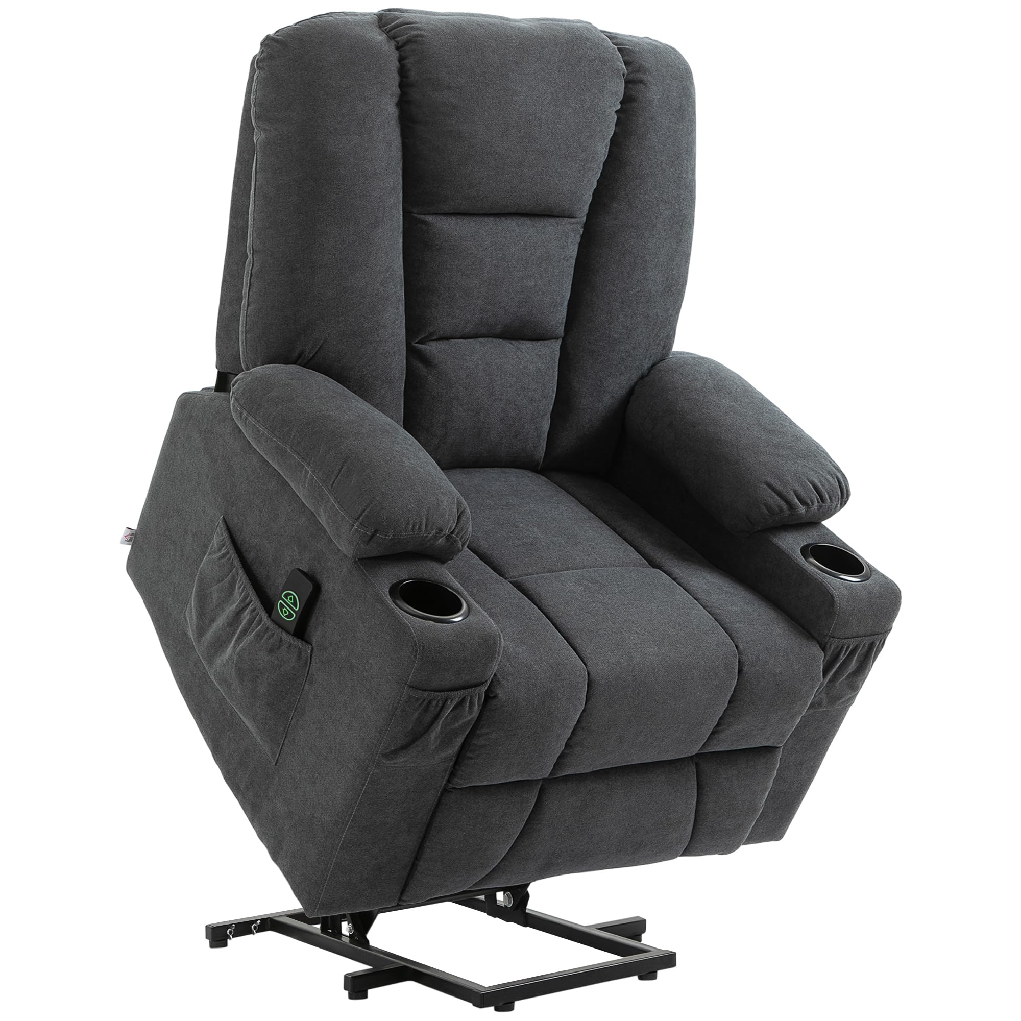 Homcom Unisex Dark Grey Riser And Recliner Chair W/ Remote, Lift Chair For Elderly In