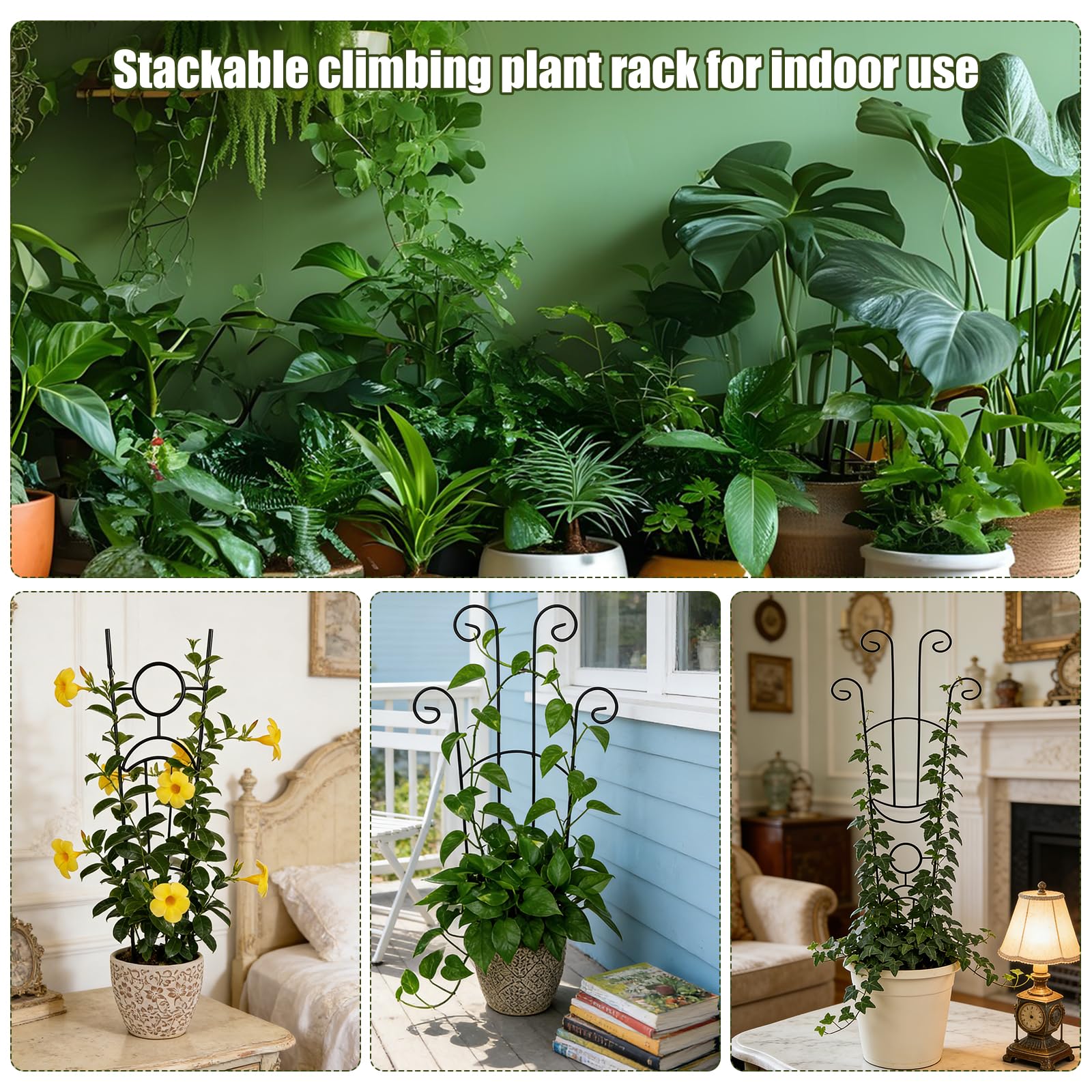 Traliccio da giardino per piante rampicanti, 2 tralicci in metallo per piante in vaso per interni ed esterni, pali di supporto espandibili e robusti per piante rampicanti Monstera Ivy Pothos