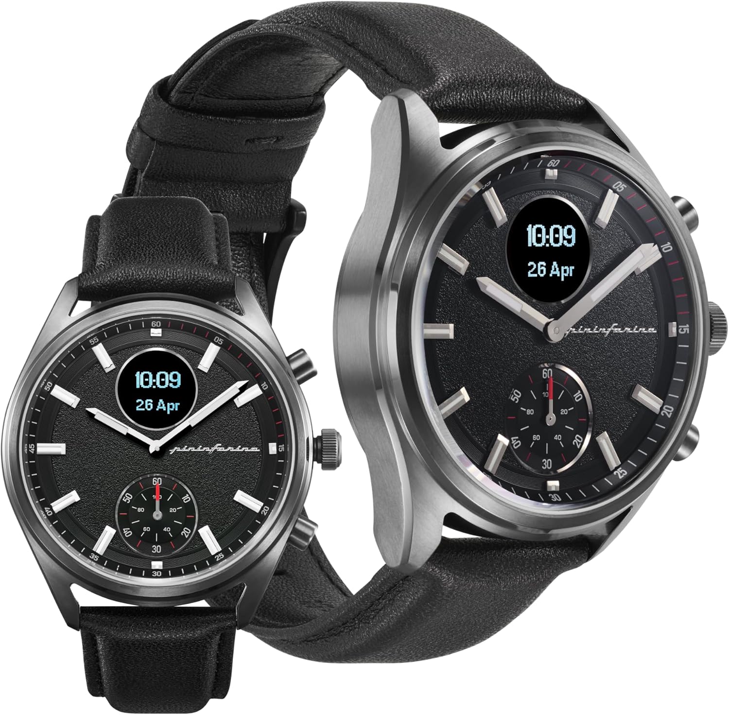 pininfarina Hybrid Sintesi Smart Watch, Heart Rate Monitoring, Fitness Tracker, Genuine Leather Strap, Sleep Monitoring, GPS Tracker, 30-Day Battery Life, Android & iOS Compatible