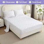 Softan Floral Queen Sheet Set Printed Bed Sheets Queen Size - 4 Piece Microfiber Patterned Fitted Sheets with 15" Deep Pocket, Spring Purple Flower Sheets & Pillowcase Set