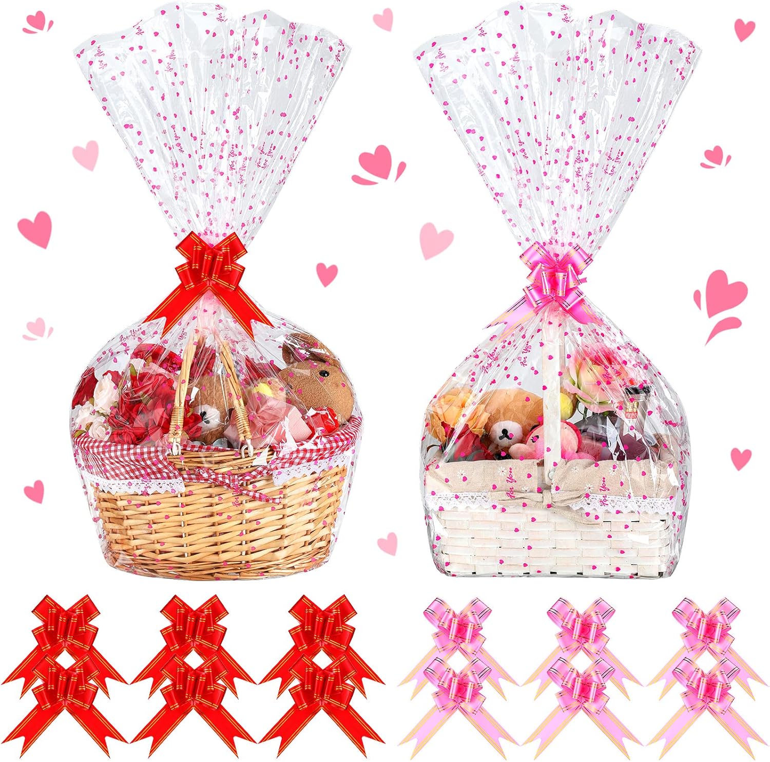 Outus Clear Basket Bags 20 Pcs Large Cellophane Wrap for