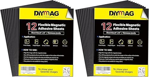 Miniatura 11 de DIYMAG Imanes para tarjetas de visita de 3.5 x 2 pulgadas, 45 paquetes de láminas magnéticas flexibles con adhesivo despegable y pegajoso, imán