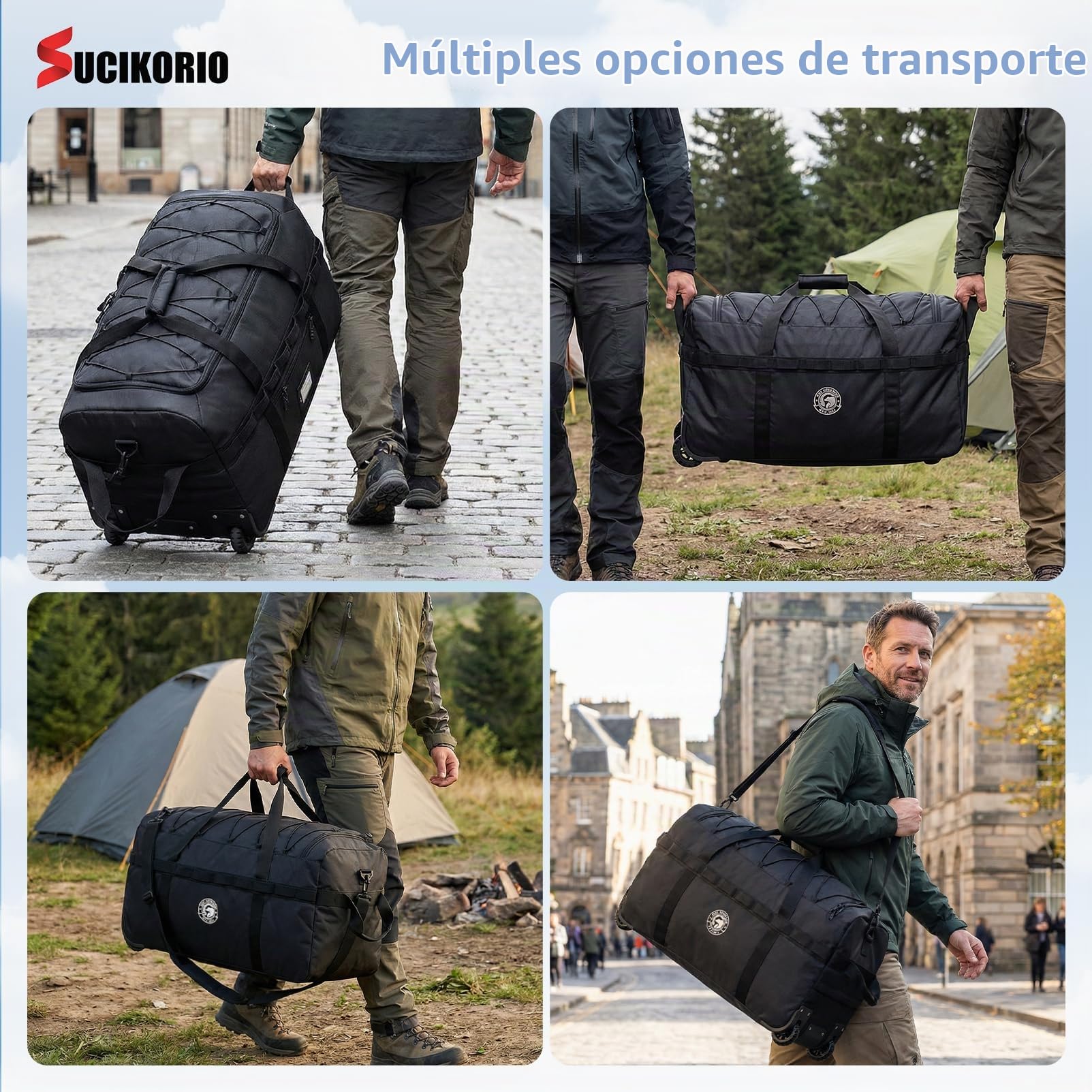 Plegable Bolsa de Viaje con Ruedas Impermeable 100L XXL Bolso de Mano Viaje con Candado de Combinación Grande Bolsos de Equipaje Fin de Semana Travel Bag para Cámping Deporte Mujer Hombre