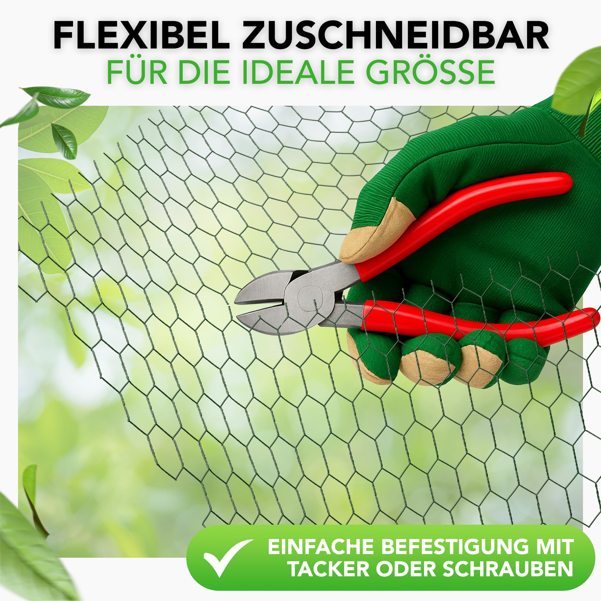 Maschendrahtzaun feinmaschig - 50 x 1 Meter - Hasendraht, Kaninchendraht, Hasengitter, Drahtgeflecht, Zaundraht, Hasendraht 100cm Hoch, Baumschutzgitter, Kükendraht