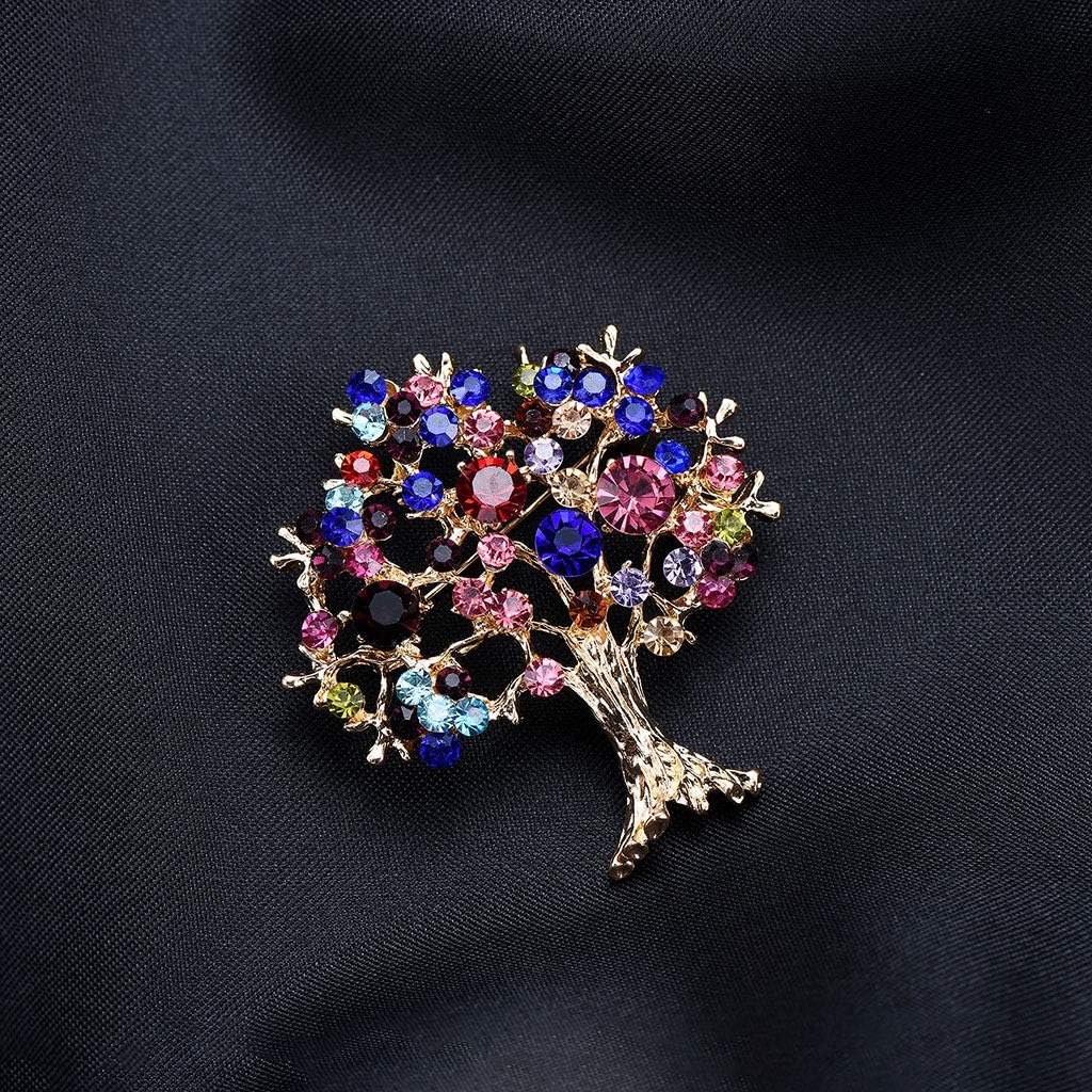 Mimgo Tree Brooch Rhinestone Decorative Charms Jewelry Badge Banquet Suit Scarf Pins, Multicolor - Image 3