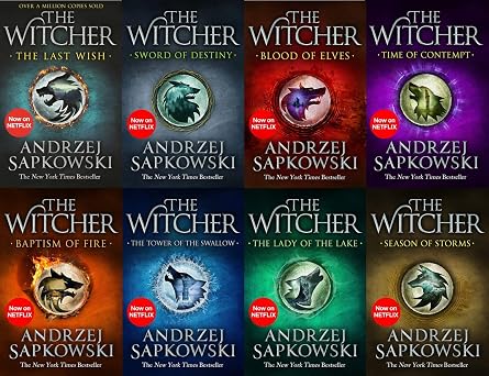 Andrzej Sapkowski Witcher Series 8 Books Collection Set The Last Wish,Sword of Destiny,Blood of Elves,Time of Contempt,Baptism of Fire,Tower of the Shadow