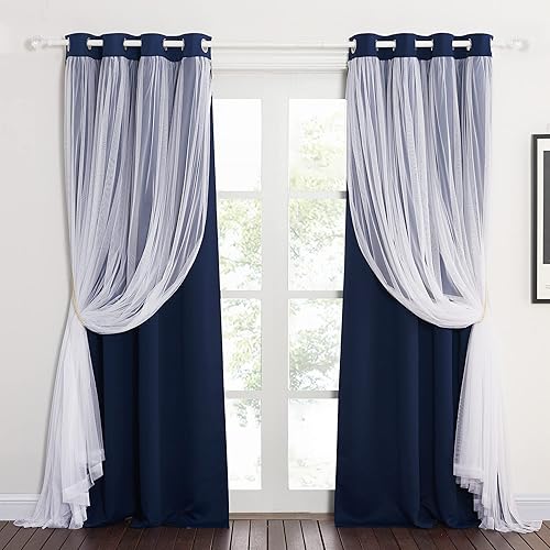 Pony Dance - Cortinas opacas con capa traslúcida para ventanas un par 2 cordeles para sujetar gratis cortinas para sala de estardormitoriococina