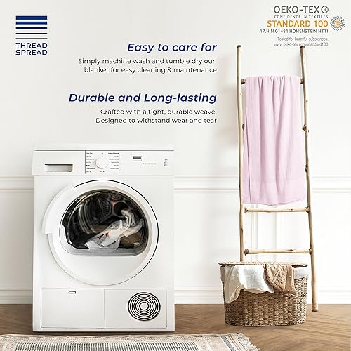 Miniatura 6 de THREAD SPREAD Manta de algodón orgánico GOTS, KingCal King  350GSM, antiestática de gran tamaño, suave y mullida, sofá, cama, camping y viajes,