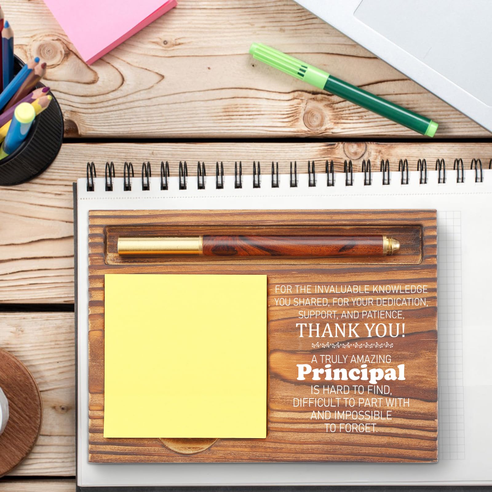 Principal Appreciation Sticky Note Holder, Thank You Gift for School Educational Leaders, Desk Organizer for Office Self-Stick Note Pad Holders TZP80