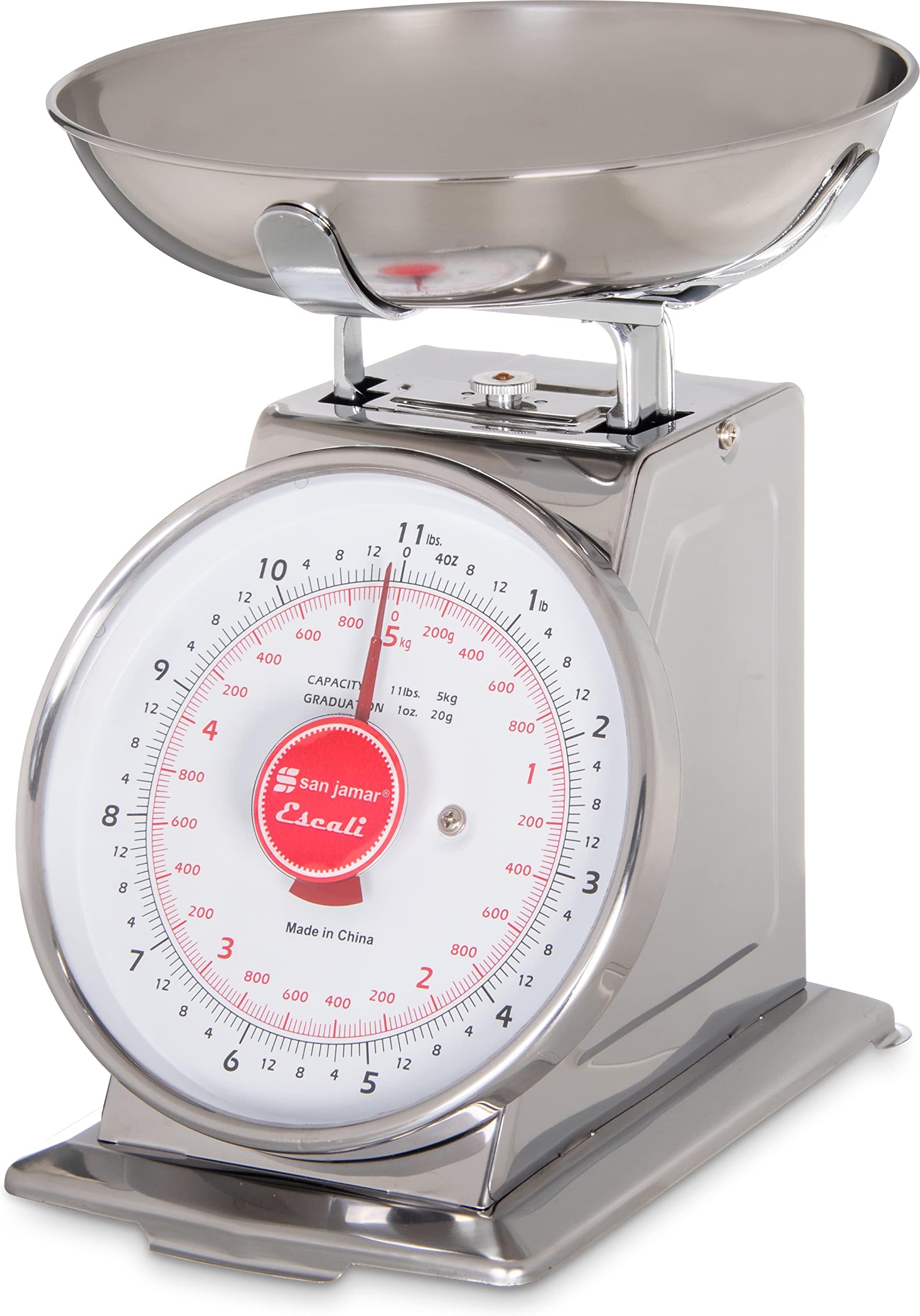 Escali Stainless Steel Mechanical Dial Scale with Bowl, Silver