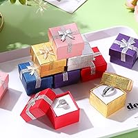 Vista 6 de Bucherry 72 cajas de anillos de 1.6 x 1.6 pulgadas, caja de joyería de cartón duro con lazo de cinta, pequeñas cajas de regalo para pequeñas