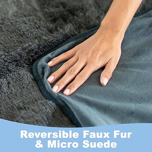 Miniatura 5 de Manta mullida para mascotas a prueba de patas, manta impermeable para perros y gatos, piel sintética y microgamuza ultrasuave, color gris, tamaño S