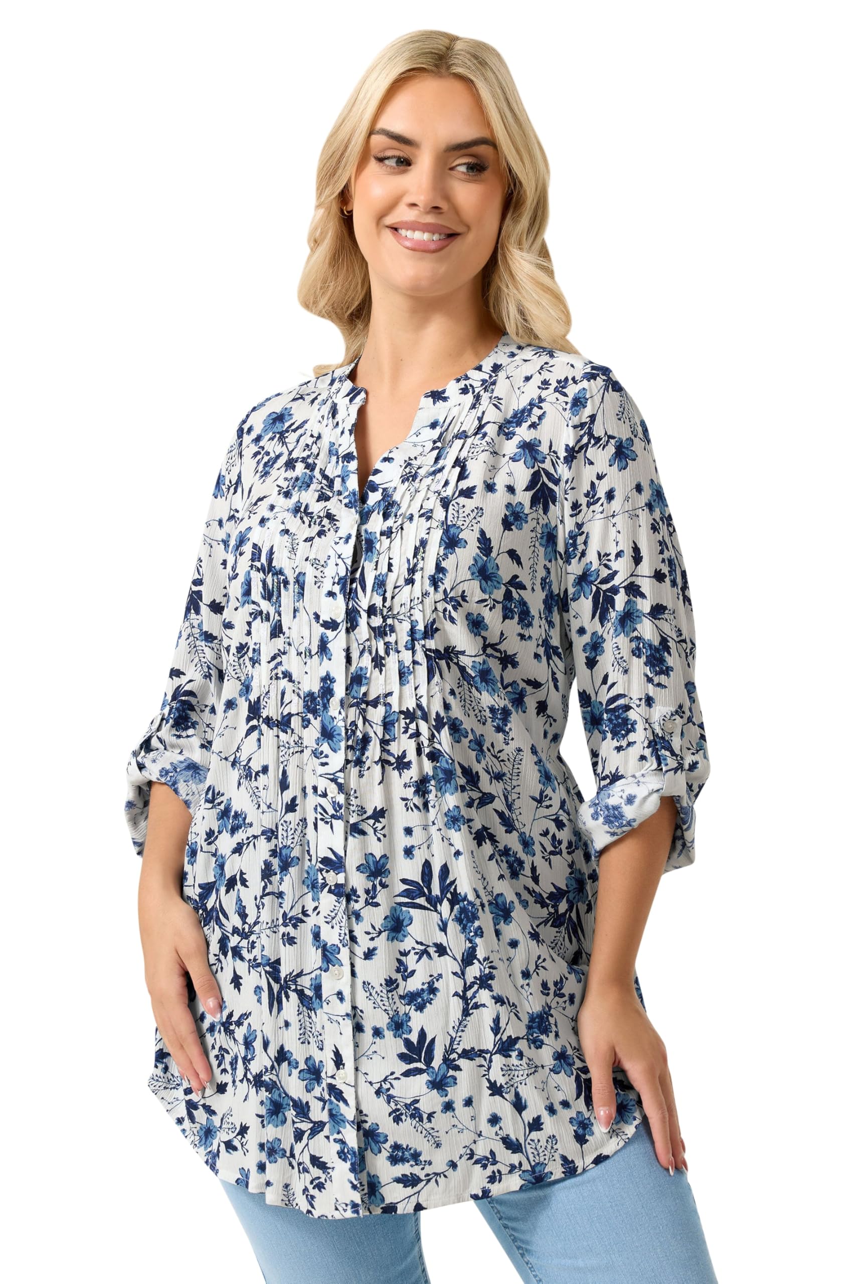 Yours Women's White Floral Pintuck Blouse In | : 22/24