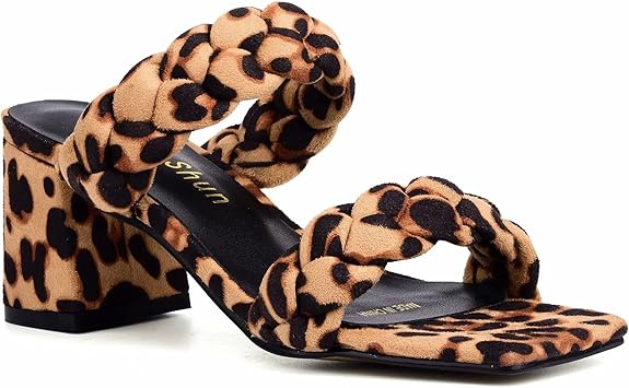 leopard print two strap sandals