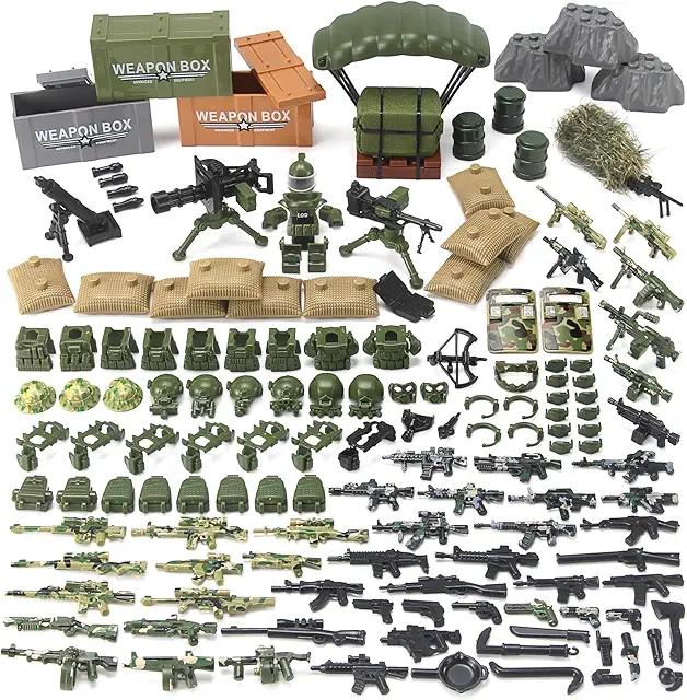 Feleph Militär Waffen Pack: Lego Militär Figuren mit Camouflage Ausrüstung