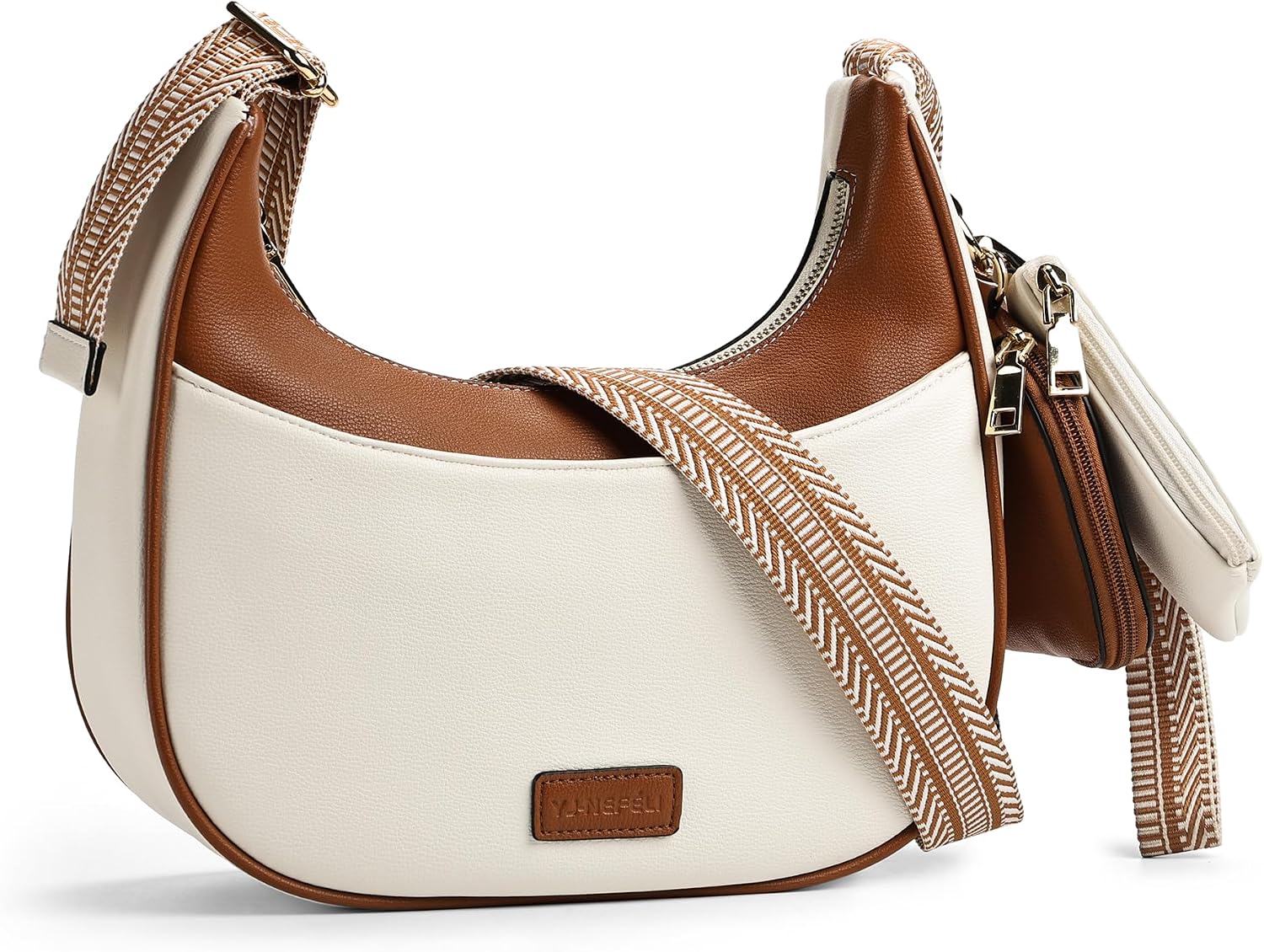 Crescent Crossbody Bags for Women Vegan Leather Purse Hobo Handbag Shoulder Bags with Detachable Dual Pouch Keychain Wallet