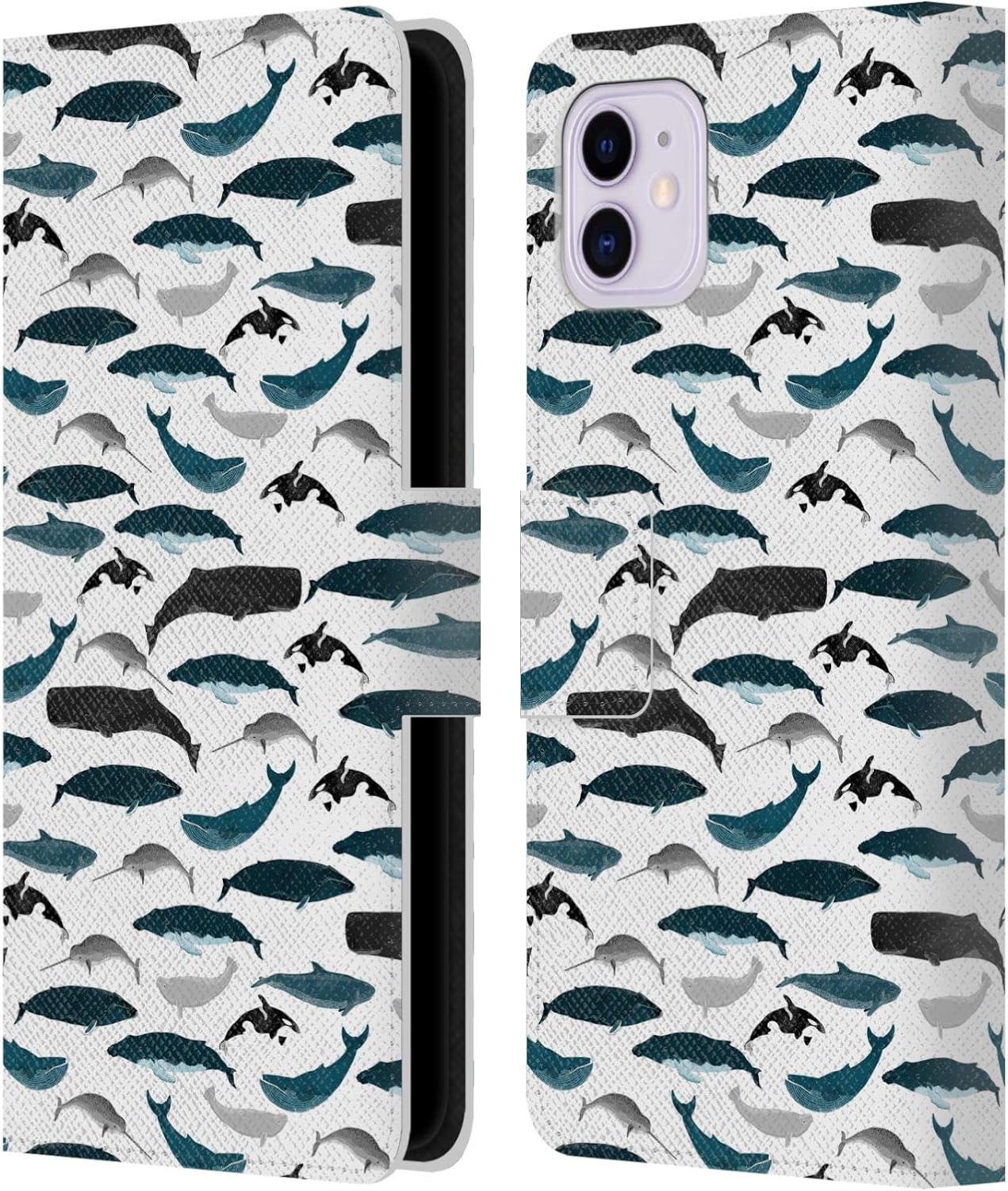 Head Case Designs Officially Licensed Andrea Lauren Design Whales Sea Animals Leather Wallet Case Compatible with Apple iPhone 11