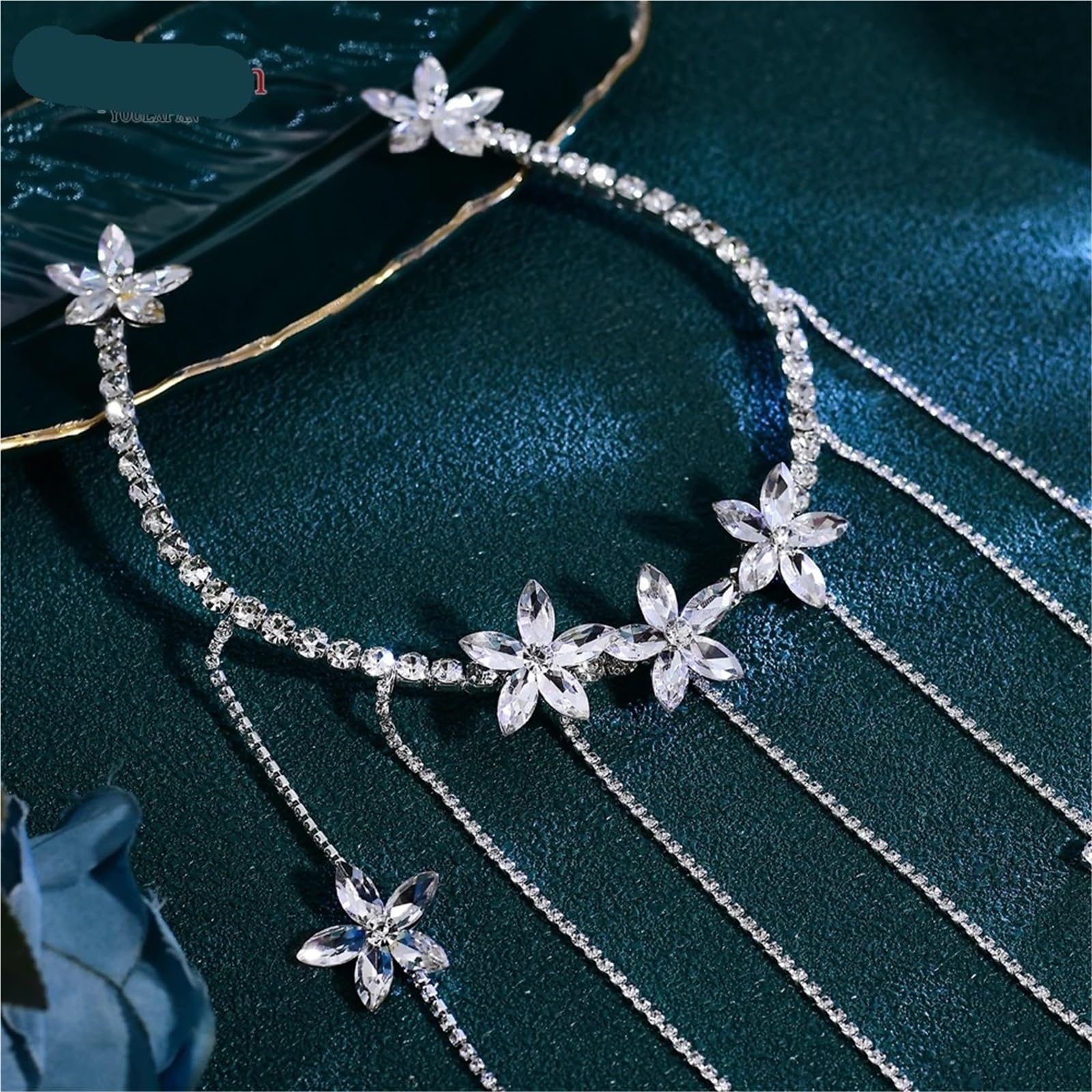 Diadema Bling Rhinestone Cadena Cabello Vine Novia | Tocados de boda Banquete Fiesta Joyería for el cabello