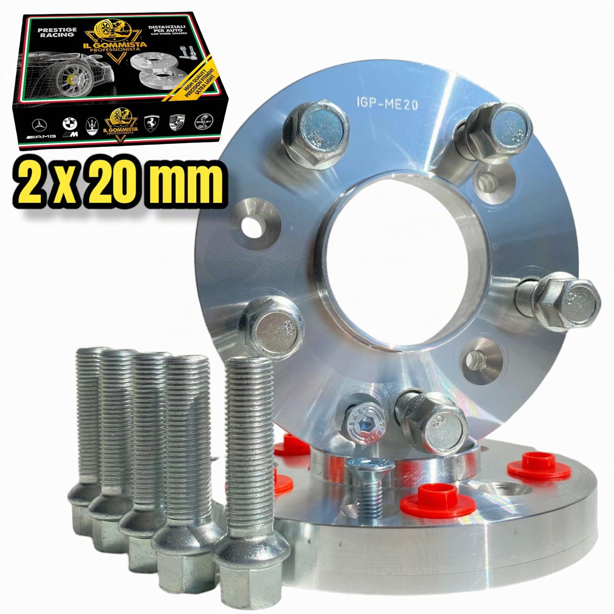 IGP Kit de 4 entretoises roues 12 + 20 mm compatibles avec A4 S4 RS4 Type B8 B9 + Audi A5 S5 RS5 Type 8F F5 entraxe 5 x 112 moyeu 66.5 + 20 boulons en acier