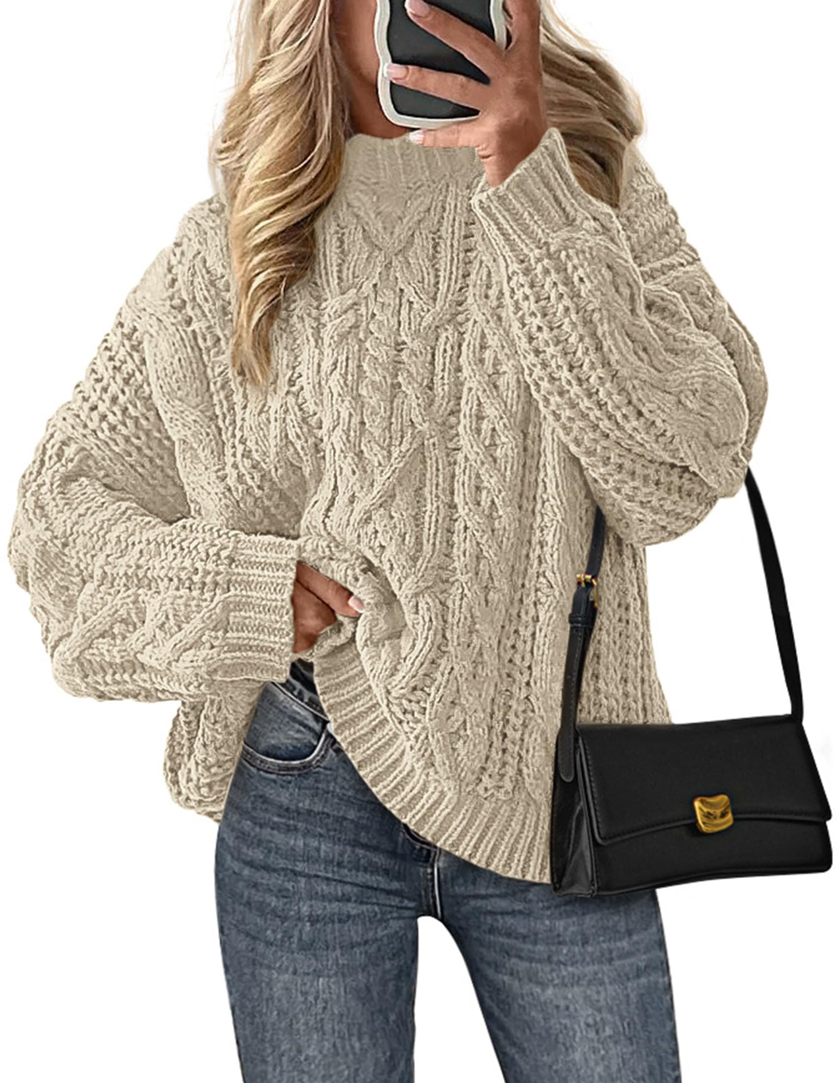 PRETTYGARDEN Oversized Cable Knit Pullover