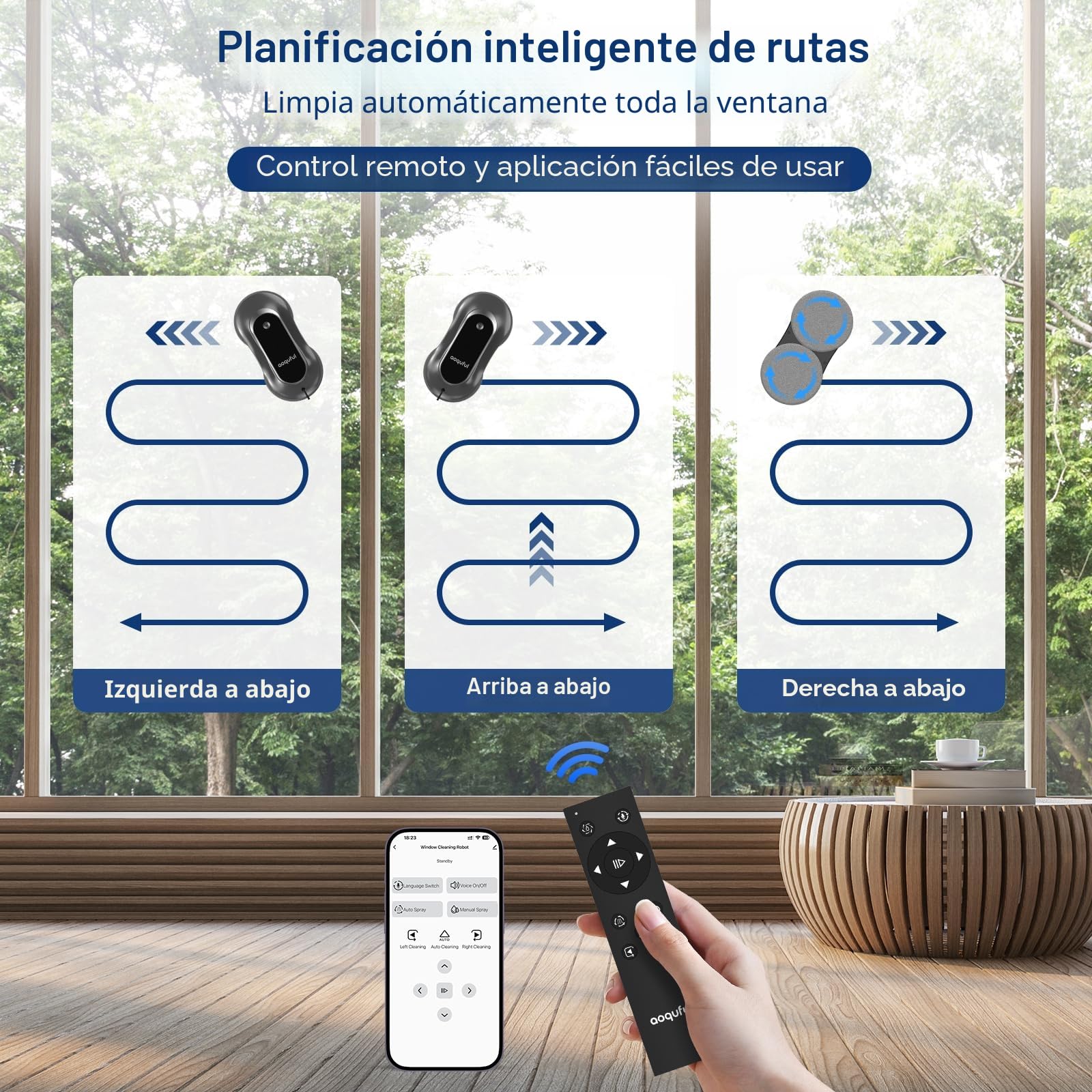Robot Limpiacristales Inteligente Doble Spray, IA y App
