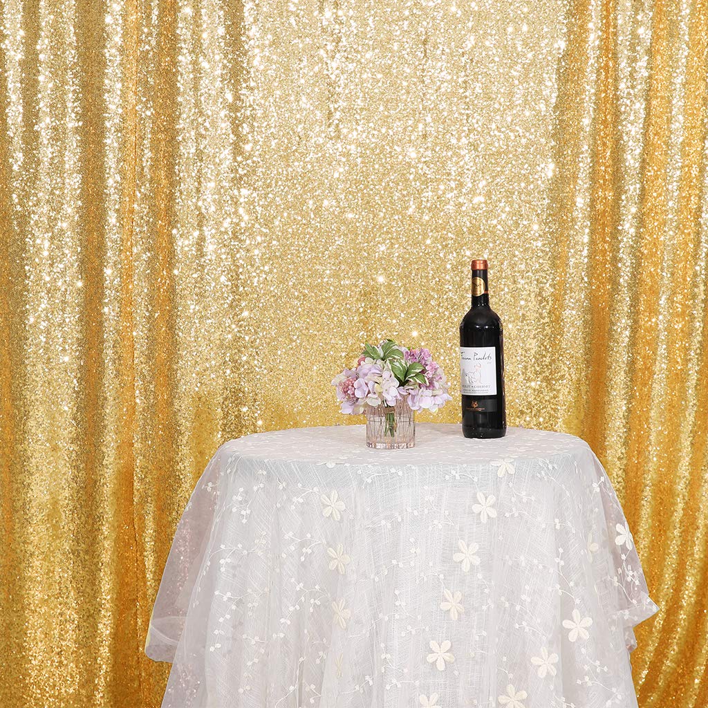 Juya Delight6ft x 8ft New Gold Sequin Photography Backdrop Curtain for Wedding Party Decoration Festival Ceremony