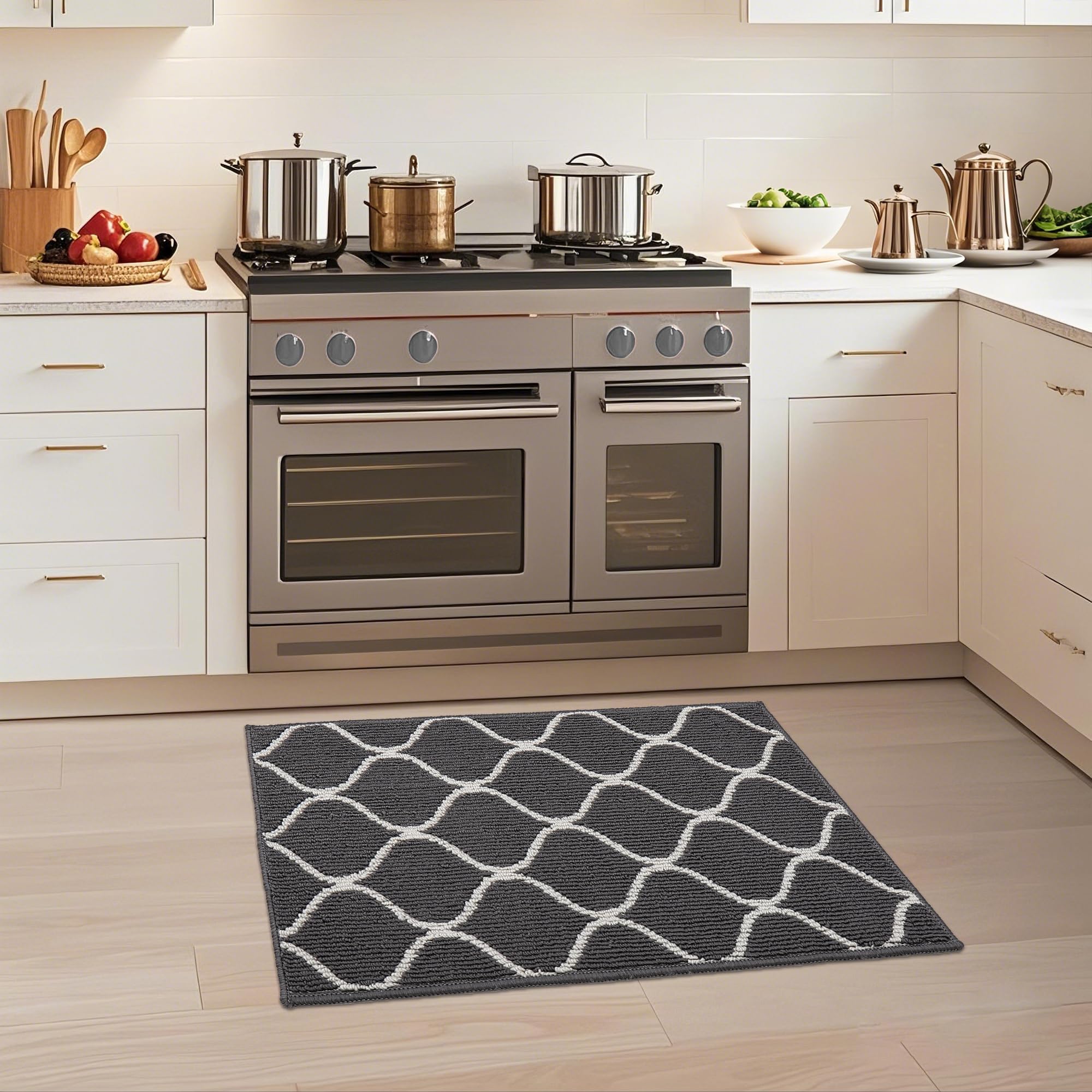 COSY HOMEER Alfombra Cocina Lavable Antideslizante, 50 x 80 cm, Tapete Cozinha Impermeable con Absorción de Agua, Lavable a Máquina, Ideal para Alfombras de Pasillo y Cocina, Gris Global Recycled Standard Global Recycled Standard OEKO-TEX STANDARD 100 Global Recycled Standard