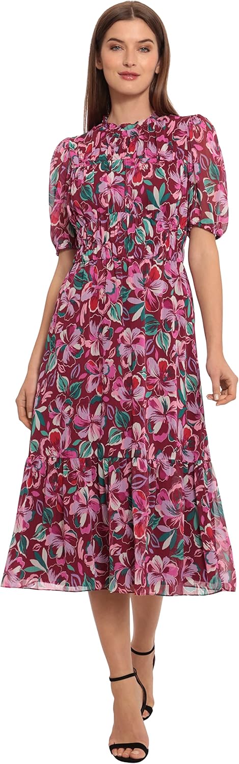 maggy london fit and flare dress Leigh Midi Fit & Flare Dress Fit and Flare Short Sleeve main image 1