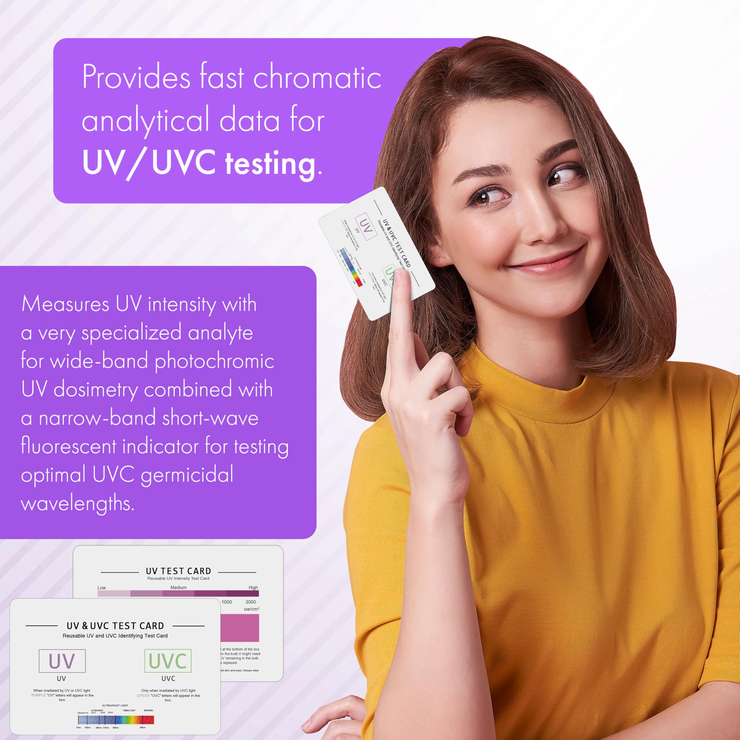 SaiTech IT | UV & UVC Test Card & UV Intensity Test Card | 3-in-1 UV Test Card | UVA & UVC Light Identifying Card | UV Bulb & LED Intensity Reading Card | UV Dosage Indicator Card | UVB Tester - Image 6 thumbnail